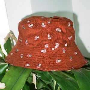 Uo Embroidered Corduroy Mushroom Bucket 